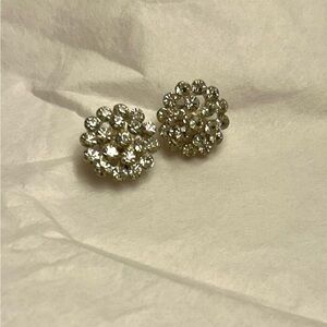 Silver Crystal Cluster Earrings